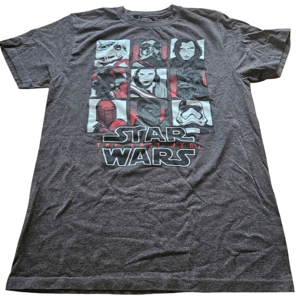 Star Wars The Last Jedi Graphic Tee S Gray Short Sleeve Sci-Fi Gamer T-Shirt